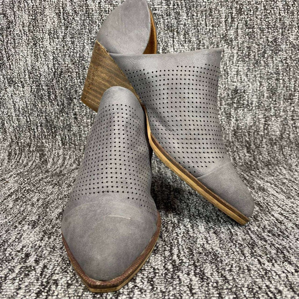 A Rider Girl Gia Ankle Bootie Women 6.5 Gray Perforated Mules Cutout Shoes